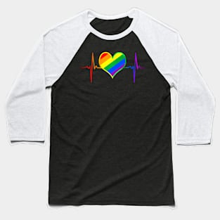 Pride Heart Beat Pulse LGBTQ Community Pride Month Baseball T-Shirt